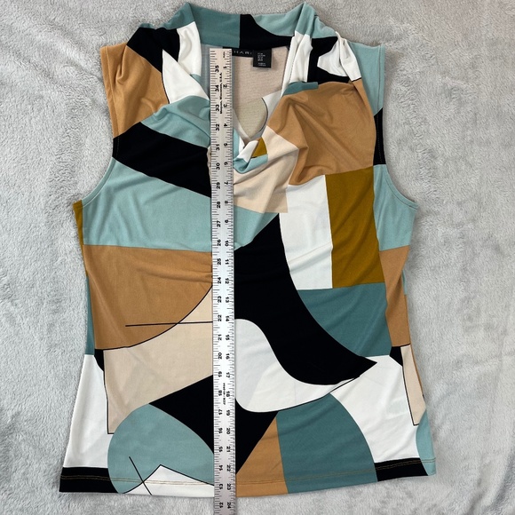 TAHARI Sleeveless Pullover Top Colorblock Cowl Neck Career Chic Versatile sz M - Picture 5 of 9